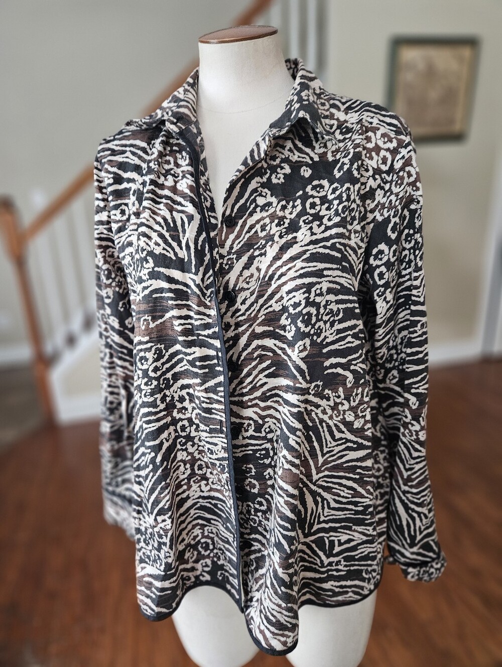 Westbound Boho Animal Print Top Large